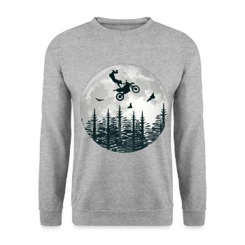 Motorcross Moon Silhouette Gift Motorcycle - Unisex Sweatshirt - salt & pepper - Front - Alina (178cm) & Michal (187cm)