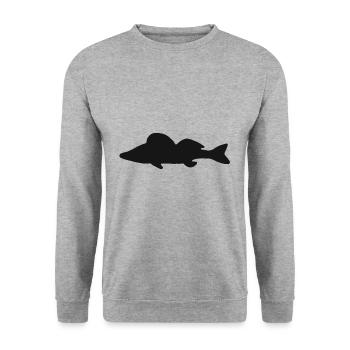 Fish Marine animal Fish Shark Marine animals Dolphin - Unisex Sweatshirt - salt & pepper - Front - Alina (178cm) & Michal (187cm)