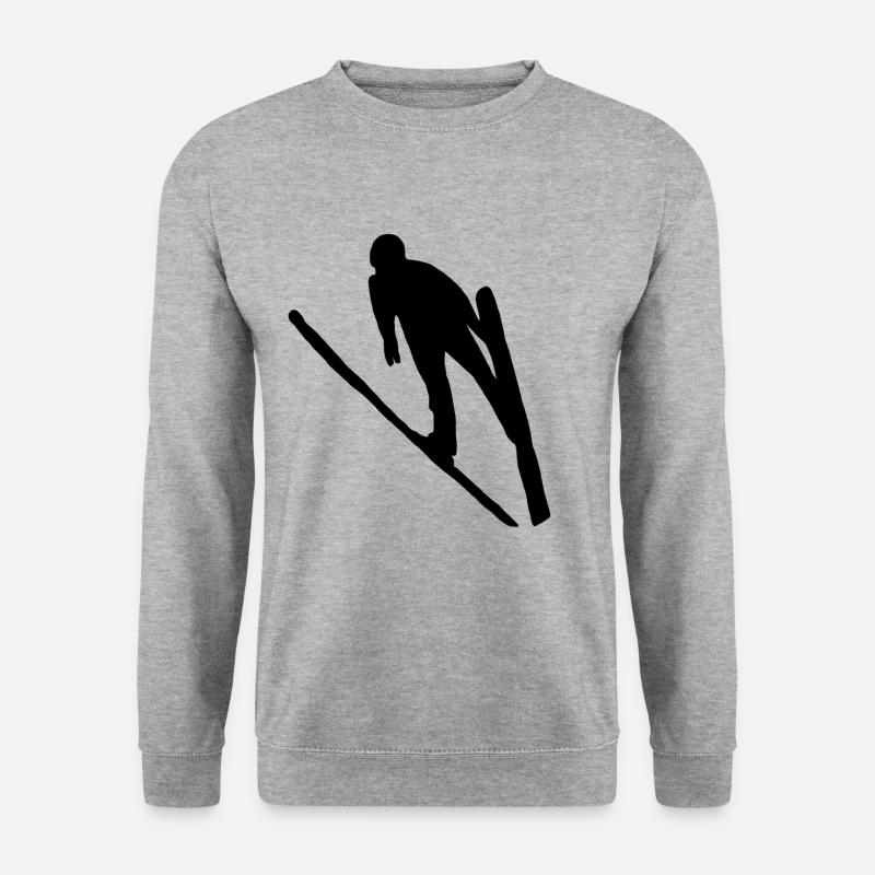 Skispringen Skifliegen Wintersport Ski Skispringer - Unisex Pullover - Weißgrau meliert