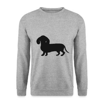 Hund Dackel Beagle Hunde Retriever Silhouette Dog - Unisex Pullover - Weißgrau meliert - Vorne - Alina (178cm) & Michal (187cm)