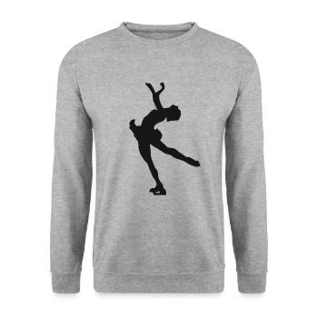 Schlittschuh Eislauf Eiskunstlauf Eiskunstlaufen - Unisex Pullover - Weißgrau meliert - Vorne - Alina (178cm) & Michal (187cm)