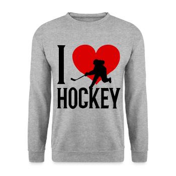 Hockey team field hockey i love hockey ice hockey - Unisex Sweatshirt - salt & pepper - Front - Alina (178cm) & Michal (187cm)