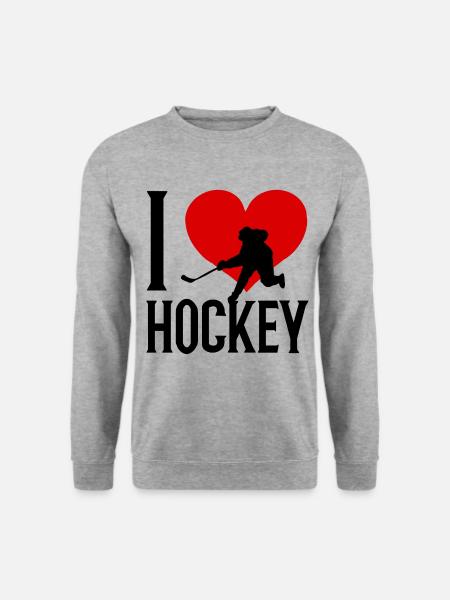 Hockeyteam Feldhockey i love Eishockey Ice Hockey - Unisex Pullover - Weißgrau meliert