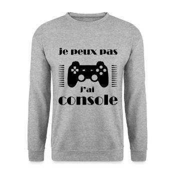 JE PEUX PAS J'AI CONSOLE - Sweat-shirt Unisexe - gris chiné - Devant - Alina (178cm) & Michal (187cm)