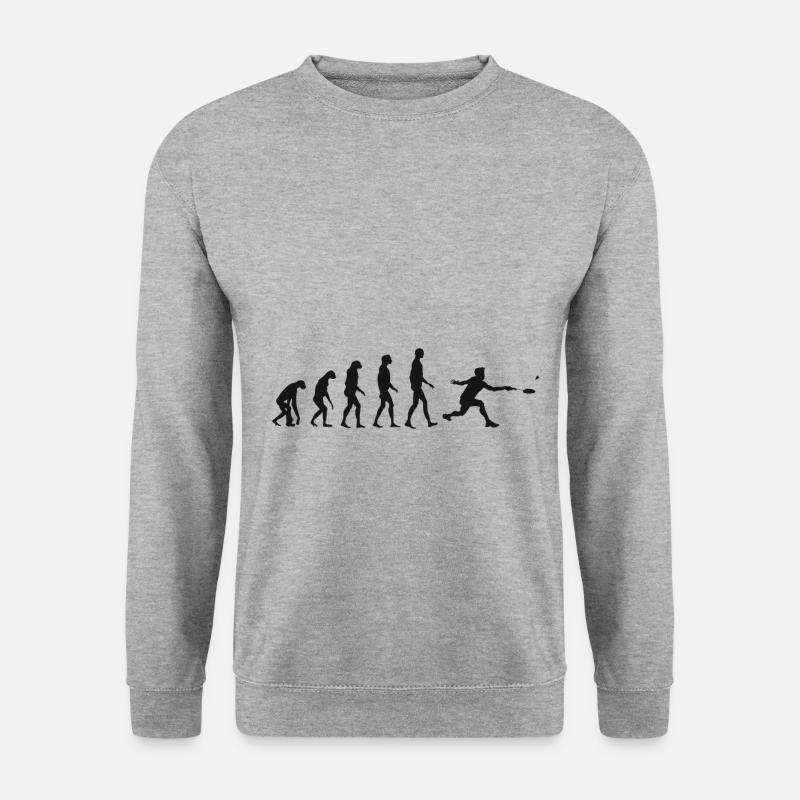 Federball Evolution Badminton Entwicklung Geschenk - Unisex Pullover - Weißgrau meliert