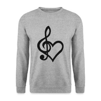Clef Heart Singer Music Dance Sing - Unisex Sweatshirt - salt & pepper - Front - Alina (178cm) & Michal (187cm)