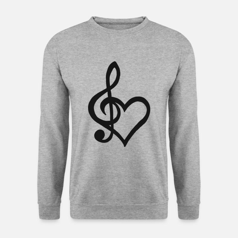 Notenschlüssel Herz Sänger Musik Tanzen Singen - Unisex Pullover - Weißgrau meliert
