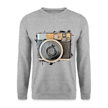 Kamera - Unisex Pullover - Weißgrau meliert - Vorne - Alina (178cm) & Michal (187cm)