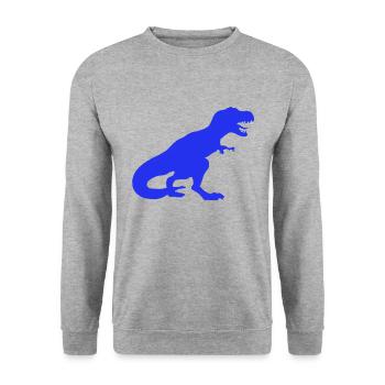 Dino T-Rex Kind Dinosaurier Kinder Tyrannosaurus - Unisex Pullover - Weißgrau meliert - Vorne - Alina (178cm) & Michal (187cm)