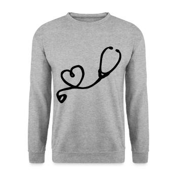Arzt Herz Doktor Geschenk Krankenschwester Doctor - Unisex Pullover - Weißgrau meliert - Vorne - Alina (178cm) & Michal (187cm)