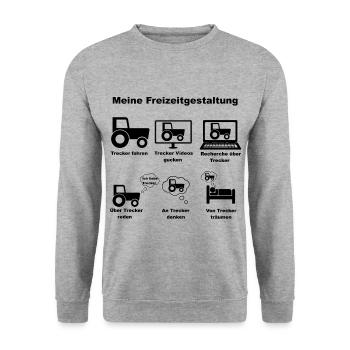 Traktor Hobby I Landwirt Trecker Agrar Lohner - Unisex Pullover - Weißgrau meliert - Vorne - Alina (178cm) & Michal (187cm)