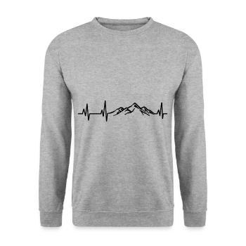 Mountain heartbeat hiking mountains mountaineering mountain range - Unisex Sweatshirt - salt & pepper - Front - Alina (178cm) & Michal (187cm)