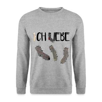 Ich liebe Socken! - Unisex Pullover - Weißgrau meliert - Vorne - Alina (178cm) & Michal (187cm)