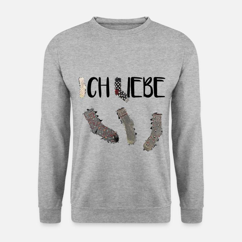 Ich liebe Socken! - Unisex Pullover - Weißgrau meliert