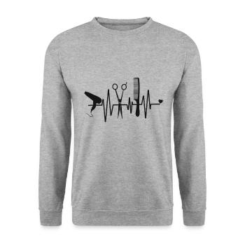 Coiffe cossaires coiffure amour cheveux coiffeurs ciseaux - Sweat-shirt Unisexe - gris chiné - Devant - Alina (178cm) & Michal (187cm)