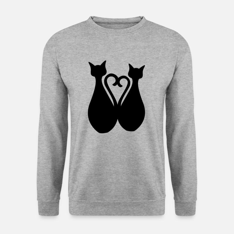Herz Katzen - Unisex Pullover - Weißgrau meliert