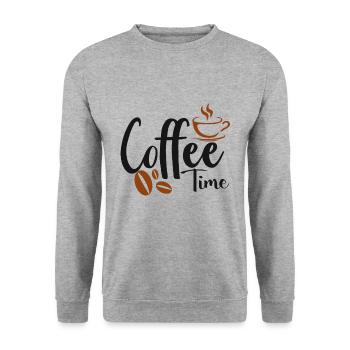 Café en grains tasse caféine cadeau café - Sweat-shirt Unisexe - gris chiné - Devant - Alina (178cm) & Michal (187cm)
