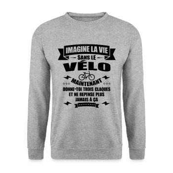 LA VIE SANS LE VÉLO - Sweat-shirt Unisexe - gris chiné - Devant - Alina (178cm) & Michal (187cm)