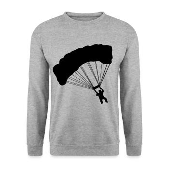 Fallschirmspringen Fallschirmsprung Fallschirm - Unisex Pullover - Weißgrau meliert - Vorne - Alina (178cm) & Michal (187cm)