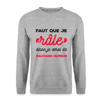 FAUT QUE JE RÂLE - Sweat-shirt Unisexe - gris chiné - Devant - Alina (178cm) & Michal (187cm)