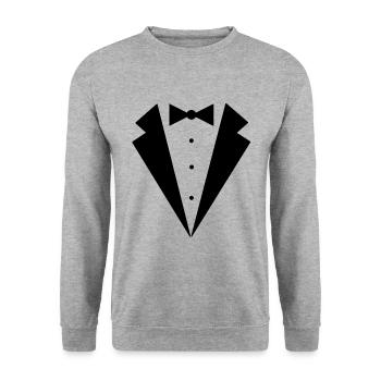 Fliege Schick Geschenk Anlass Kinder schön Anzug - Unisex Pullover - Weißgrau meliert - Vorne - Alina (178cm) & Michal (187cm)