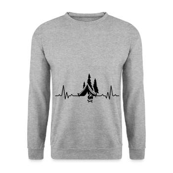 Camping gift tents nature camping tent vacation - Unisex Sweatshirt - salt & pepper - Front - Alina (178cm) & Michal (187cm)