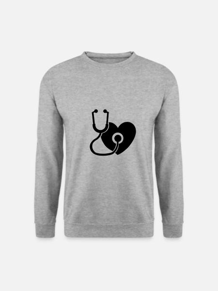 Doktor Herz Arzt Arzthelfer Ärztin Krankenpfleger - Unisex Pullover - Weißgrau meliert