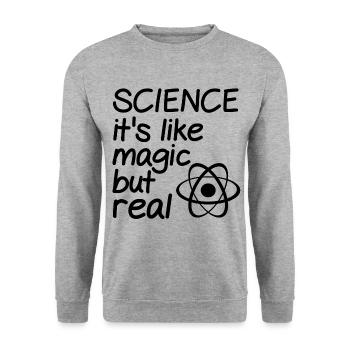 La science c'est comme de la magie mais réelle - Sweat-shirt Unisexe - gris chiné - Devant - Alina (178cm) & Michal (187cm)