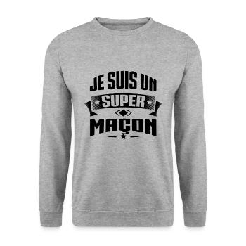 SUPER MAÇON - Sweat-shirt Unisexe - gris chiné - Devant - Alina (178cm) & Michal (187cm)