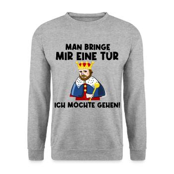 Man bringe mir eine Tür - Unisex Pullover - Weißgrau meliert - Vorne - Alina (178cm) & Michal (187cm)