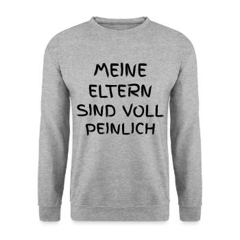 Meine Eltern sind voll peinlich - Unisex Pullover - Weißgrau meliert - Vorne - Alina (178cm) & Michal (187cm)