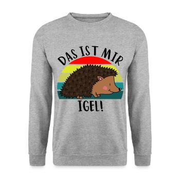 Das ist mir Igel Sonnenuntergang - Unisex Pullover - Weißgrau meliert - Vorne - Alina (178cm) & Michal (187cm)