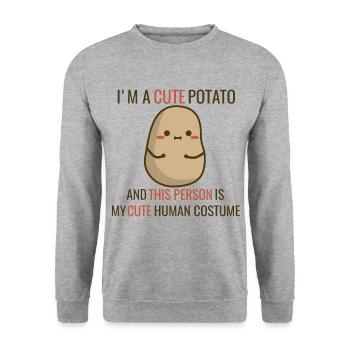 I’m a cute Potato - Sweat-shirt Unisexe - gris chiné - Devant - Alina (178cm) & Michal (187cm)