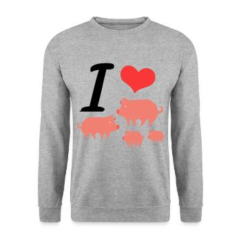 I LOVE PIGS - Unisex Sweatshirt - salt & pepper - Front - Alina (178cm) & Michal (187cm)