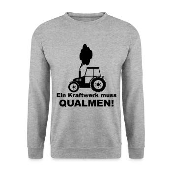 Traktor Ruß Chef Malör Agrar Trecker Lohner Bauer - Unisex Pullover - Weißgrau meliert - Vorne - Alina (178cm) & Michal (187cm)