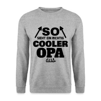 SO SIEHT EIN RICHTIG COOLER OPA AUS - Unisex Pullover - Weißgrau meliert - Vorne - Alina (178cm) & Michal (187cm)