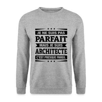ARCHITECTE - Sweat-shirt Unisexe - gris chiné - Devant - Alina (178cm) & Michal (187cm)