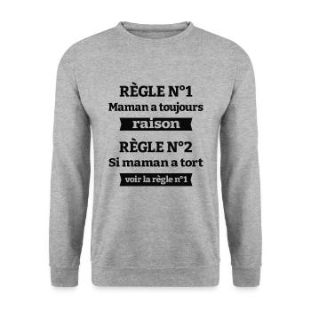 MAMAN A TOUJOURS RAISON - Sweat-shirt Unisexe - gris chiné - Devant - Alina (178cm) & Michal (187cm)