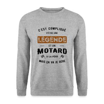 LÉGENDE ET MOTARD À LA FOIS - Sweat-shirt Unisexe - gris chiné - Devant - Alina (178cm) & Michal (187cm)