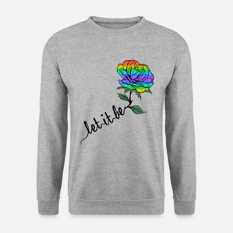 Lass es sein Rosen Farben LGBT Regenbogen - Unisex Pullover - Weißgrau meliert