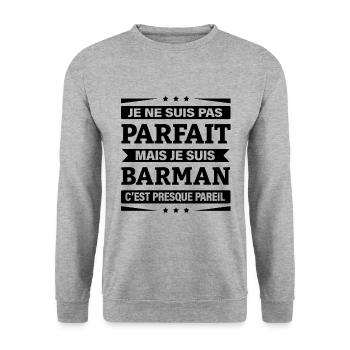 JE SUIS BARMAN - Sweat-shirt Unisexe - gris chiné - Devant - Alina (178cm) & Michal (187cm)