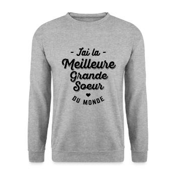 J'AI LA MEILLEURE GRANDE-SOEUR DU MONDE - Sweat-shirt Unisexe - gris chiné - Devant - Alina (178cm) & Michal (187cm)
