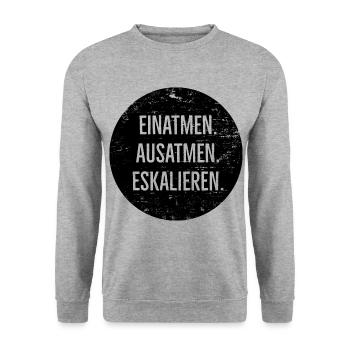 einatmen ausatmen eskalieren - Unisex Pullover - Weißgrau meliert - Vorne - Alina (178cm) & Michal (187cm)