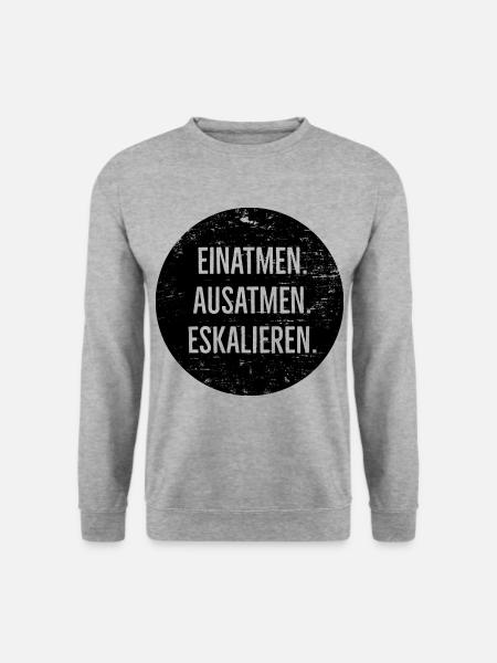 einatmen ausatmen eskalieren - Unisex Pullover - Weißgrau meliert