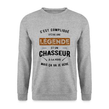 LÉGENDE ET CHASSEUR - Sweat-shirt Unisexe - gris chiné - Devant - Alina (178cm) & Michal (187cm)
