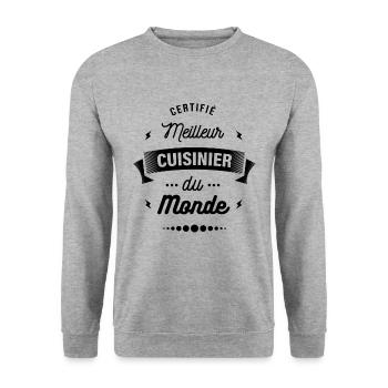 CERTIFIÉ MEILLEUR CUISINIER DU MONDE - Sweat-shirt Unisexe - gris chiné - Devant - Alina (178cm) & Michal (187cm)