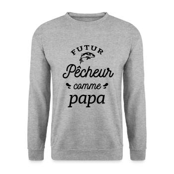 FUTUR PÊCHEUR COMME PAPA - Sweat-shirt Unisexe - gris chiné - Devant - Alina (178cm) & Michal (187cm)