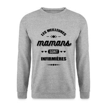 LES MEILLEURES MAMANS SONT INFIRMIÈRES - Sweat-shirt Unisexe - gris chiné - Devant - Alina (178cm) & Michal (187cm)