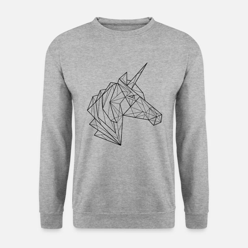 Polygon Einhorn - Unisex Pullover - Weißgrau meliert