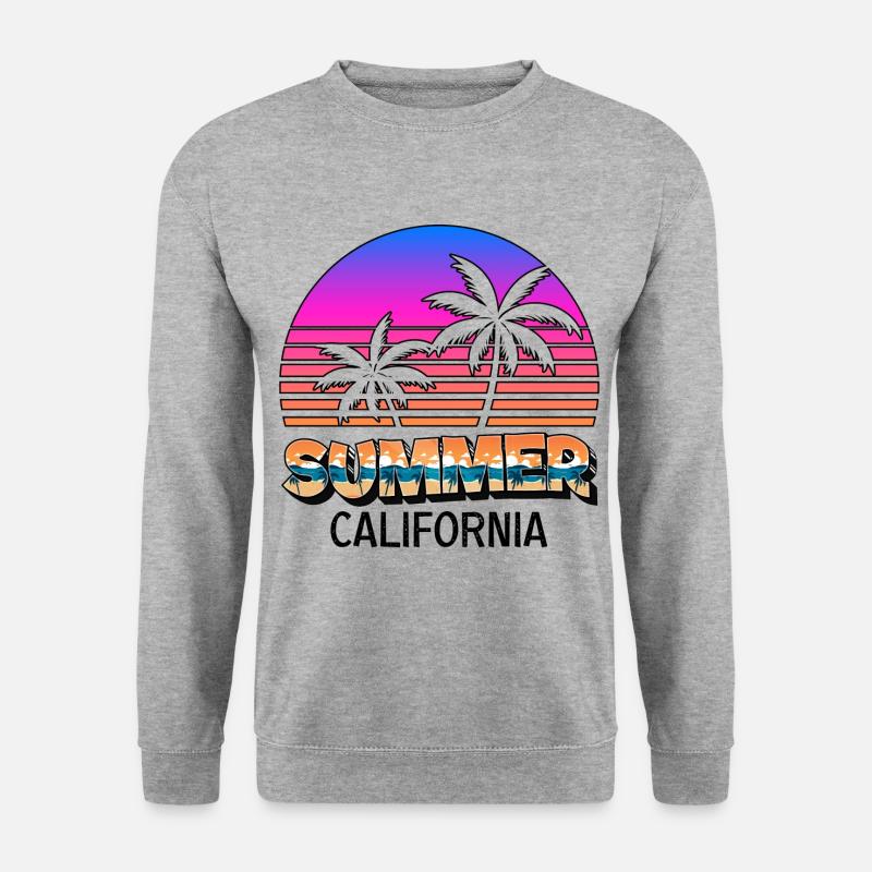 Sommer Sonne Palmen Strand Meer Summer California - Unisex Pullover - Weißgrau meliert
